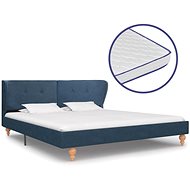 Bed with memory foam mattress blue textile 160x200 cm - Bed