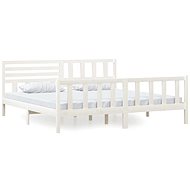 Rám postele bílý masivní dřevo 200 × 200 cm, 3101174 - Postel