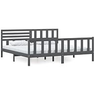 Rám postele šedý masivní dřevo 200 × 200 cm, 3101175 - Postel