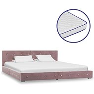 Bed with memory foam mattress pink velvet 160x200 cm - Bed