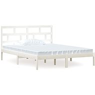 Rám postele bílý masivní dřevo 150 × 200 cm King Size, 3101224 - Rám postele