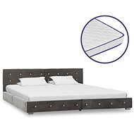 Bed with memory foam mattress gray velvet 180x200 cm - Bed