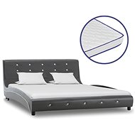 Bed with memory foam mattress gray faux leather 140x200 cm - Bed