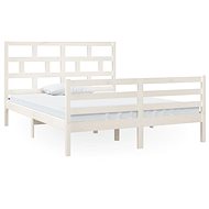 Rám postele bílý masivní dřevo 150 × 200 cm King Size, 3101289 - Rám postele
