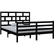 Rám postele černý masivní dřevo 150 × 200 cm King Size, 3101292 - Rám postele