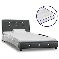 Bed with memory foam mattress gray faux leather 90x200 cm - Bed