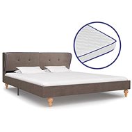 Bed with memory foam mattress taupe textile 180x200 cm - Bed