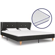 Bed with memory foam mattress dark gray jute 160x200 cm - Bed