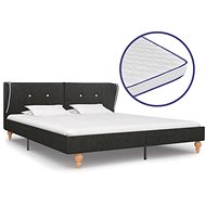 Bed with memory foam mattress dark gray jute 180x200 cm - Bed