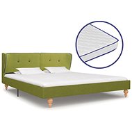 Bed with memory foam mattress green textile 160x200 cm - Bed