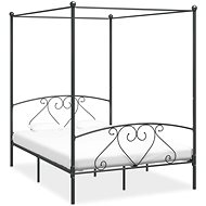 Four-poster bed gray metal 140x200 cm - Bed