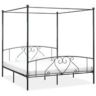 Four-poster bed gray metal 180x200 cm - Bed