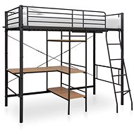 Bunk bed frame with table black metal 90x200 cm - Bed