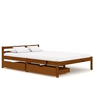Bed frame 2 drawers honey brown solid pine 120x200 cm - Bed Frame