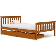 Bed frame 2 drawers honey brown solid pine 120x200 cm - Bed Frame