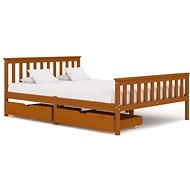 Bed frame 2 drawers honey brown solid pine 140x200 cm - Bed Frame