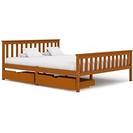 Bed frame 2 drawers honey brown solid pine 160x200 cm - Bed Frame