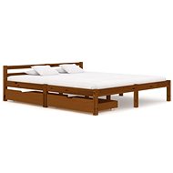 Bed frame 2 drawers honey brown solid pine 180x200 cm - Bed Frame