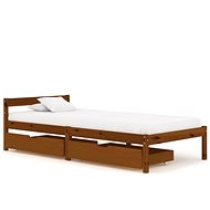 Bed frame 2 drawers honey brown solid pine 90x200 cm - Bed Frame