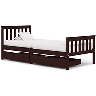 Bed frame 2 drawers dark brown solid pine 100x200 cm - Bed Frame