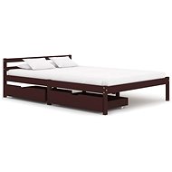 Bed frame 2 drawers dark brown solid pine 120x200 cm - Bed Frame