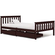 Bed frame 2 drawers dark brown solid pine 120x200 cm - Bed Frame
