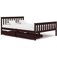 Bed frame 2 drawers dark brown solid pine 140x200 cm - Bed Frame