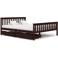 Bed frame 2 drawers dark brown solid pine 160x200 cm - Bed Frame