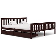 Bed frame 2 drawers dark brown solid pine 180x200 cm - Bed Frame
