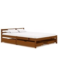 Bed frame 4 drawers honey brown solid pine 140x200 cm - Bed Frame