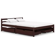 Bed frame 4 drawers dark brown solid pine 140x200 cm - Bed Frame