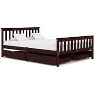 Bed frame 4 drawers dark brown solid pine 140x200 cm - Bed Frame
