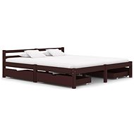 Bed frame 4 drawers dark brown solid pine 160x200 cm - Bed Frame