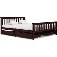 Bed frame 4 drawers dark brown solid pine 160x200 cm - Bed Frame