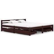 Bed frame 4 drawers dark brown solid pine 180x200 cm - Bed Frame