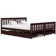 Bed frame 4 drawers dark brown solid pine 180x200 cm - Bed Frame