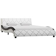 Bed frame black and white artificial leather 140x200 cm - Bed Frame