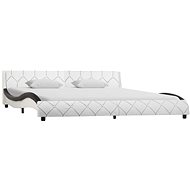Bed frame black and white artificial leather 180x200 cm - Bed Frame