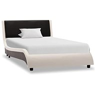 Bed frame black and white artificial leather 90x200 cm - Bed Frame