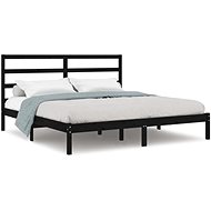 Rám postele černý masivní borovice 200 × 200 cm, 3104957 - Postel