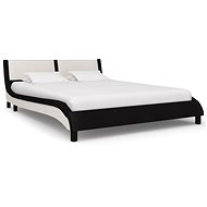 Bed frame black and white faux leather 140x200 cm - Bed Frame