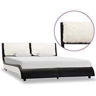 Bed frame black and white faux leather 140x200 cm - Bed Frame
