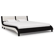 Bed frame black and white faux leather 160x200 cm - Bed Frame