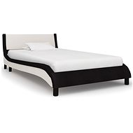 Bed frame black and white faux leather 90x200 cm - Bed Frame
