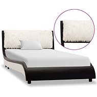 Bed frame black and white faux leather 90x200 cm - Bed Frame