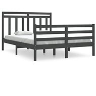 Rám postele šedý masivní dřevo 135 × 190 cm Double, 3105292 - Rám postele