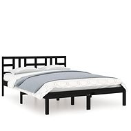 Rám postele čierny masívne drevo 160 × 200 cm, 3105419 - Rám postele