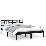 Rám postele černý masivní dřevo 200 × 200 cm, 3105429 - Postel