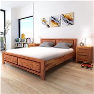Bed frame brown solid acacia wood king size - Bed Frame