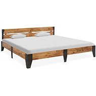 Bed frame solid acacia wood brushed surface 200x200 cm - Bed Frame